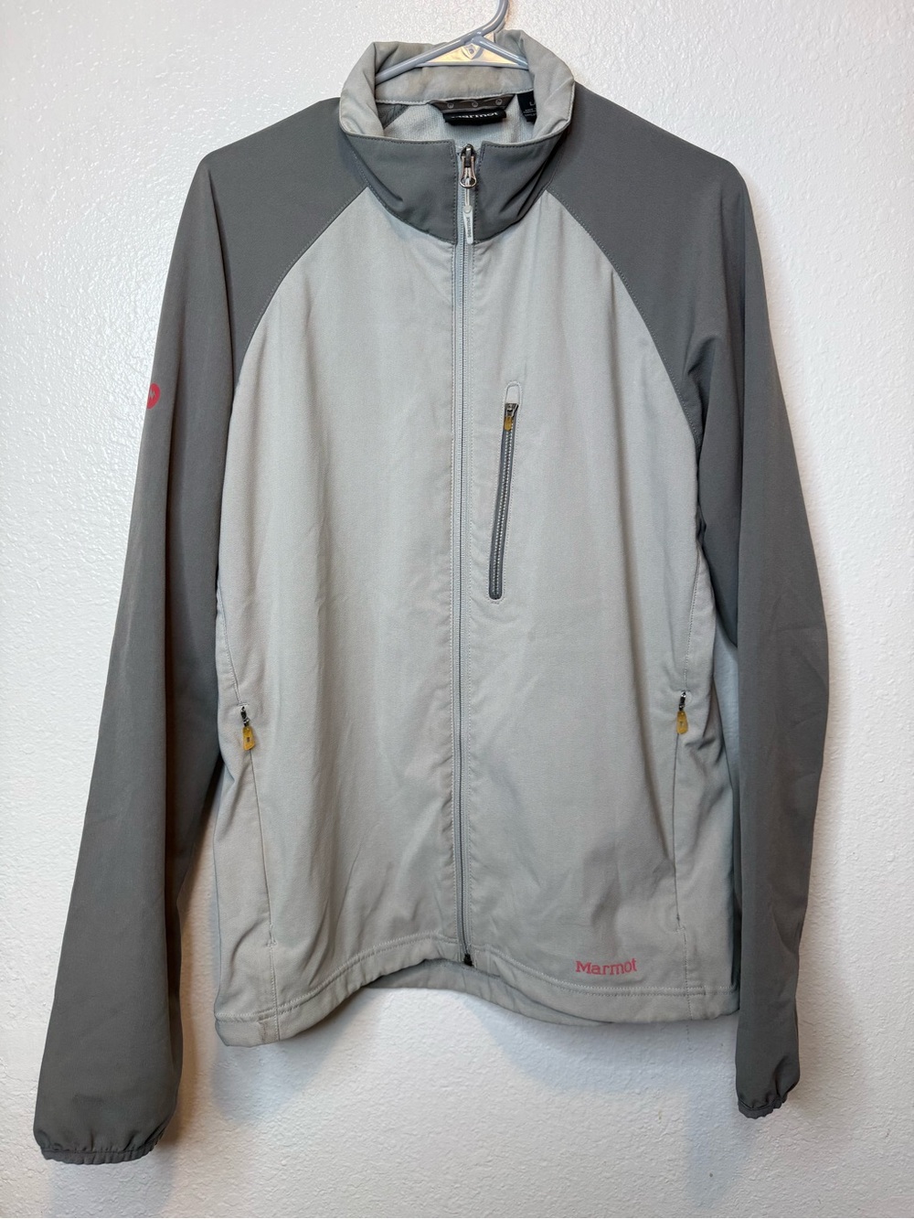 Marmot Men’s Gray on Gray Zip Up Jacket Size Large Outdoor Hiking Daily Wear